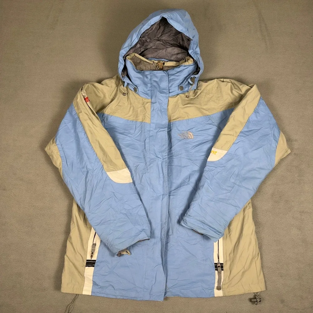 The North Face Summit Series Gore-Tex Shell Jacket Mens Large Blue Tan Hooded